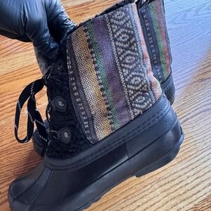 VTG Sporto Duck Boots 8 Woven Southwestern Aztec Boho Tribal Gorpcore Artsy